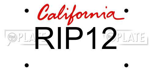 RIP12 California License Plate