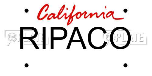 RIPACO California License Plate