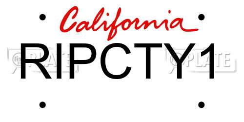 RIPCTY1 California License Plate