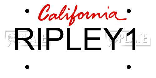 RIPLEY1 California License Plate