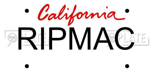 RIPMAC California License Plate
