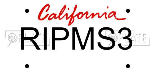 RIPMS3 California License Plate