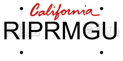 RIPRMGU California License Plate