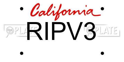 RIPV3 California License Plate