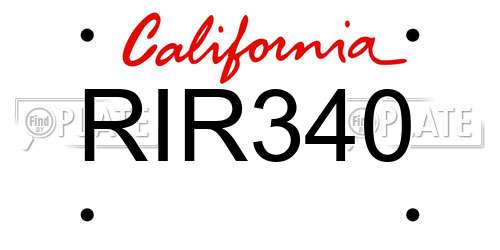 RIR340 California License Plate
