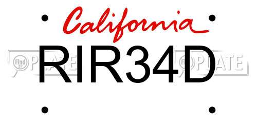 RIR34D California License Plate