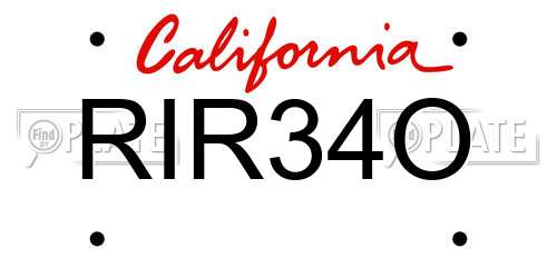 RIR34O California License Plate