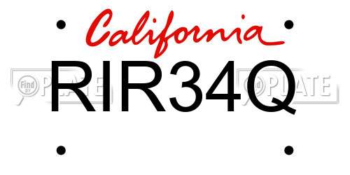 RIR34Q California License Plate