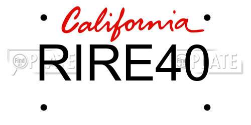 RIRE40 California License Plate
