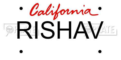 RISHAV California License Plate