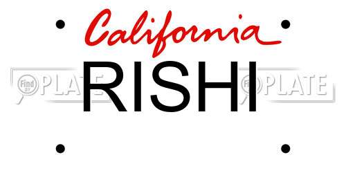 RISHI California License Plate