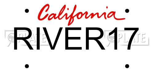 RIVER17 California License Plate