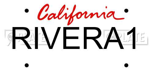RIVERA1 California License Plate