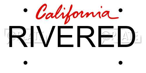 RIVERED California License Plate