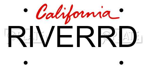 RIVERRD California License Plate