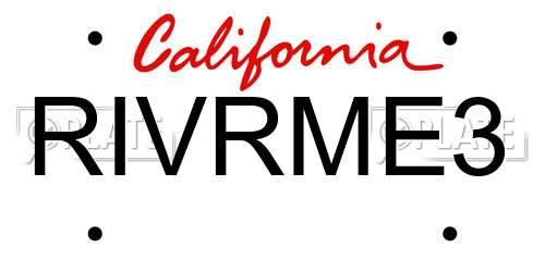 RIVRME3 California License Plate