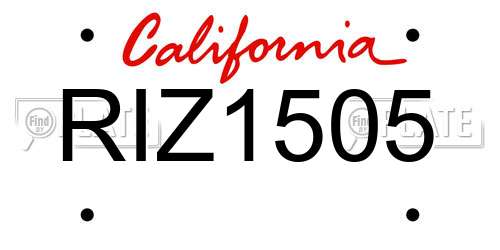 RIZ1505 California License Plate