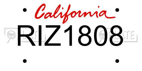 RIZ1808 California License Plate