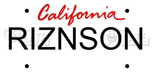 RIZNSON California License Plate