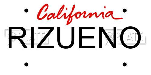 RIZUENO California License Plate