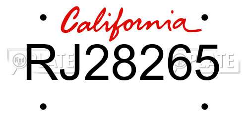 RJ28265 California License Plate