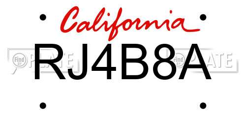 RJ4B8A California License Plate