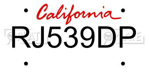 RJ539DP California License Plate