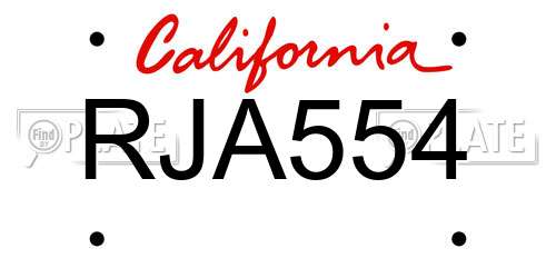 RJA554 California License Plate