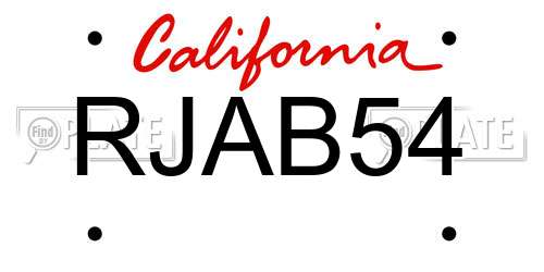 RJAB54 California License Plate
