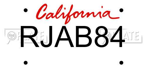 RJAB84 California License Plate