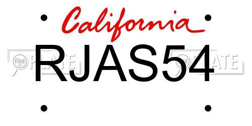 RJAS54 California License Plate