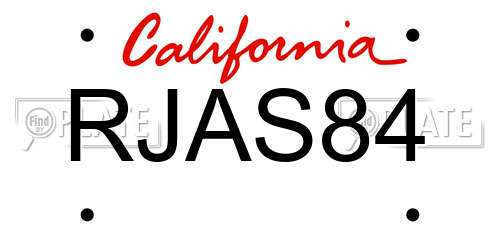 RJAS84 California License Plate