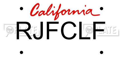 RJFCLF California License Plate