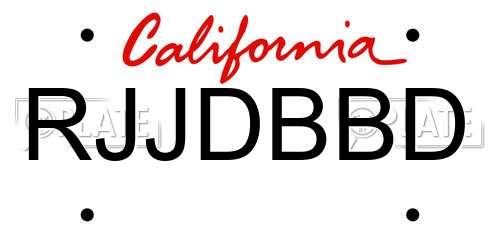 RJJDBBD California License Plate
