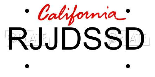 RJJDSSD California License Plate