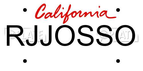 RJJOSSO California License Plate