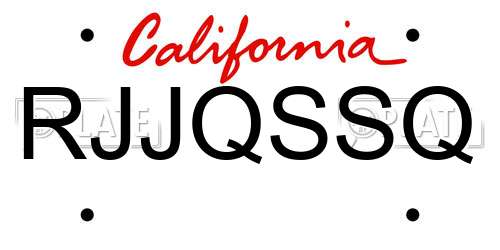 RJJQSSQ California License Plate