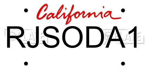 RJSODA1 California License Plate