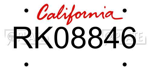 RK08846 California License Plate