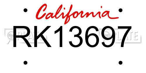 RK13697 California License Plate