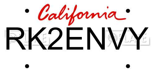 RK2ENVY California License Plate