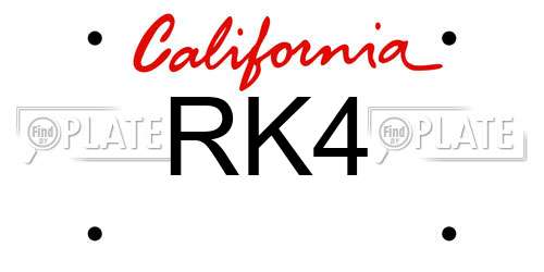RK4 California License Plate