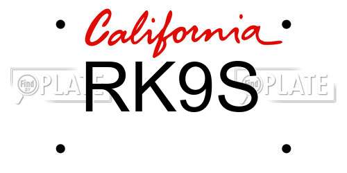 RK9S California License Plate