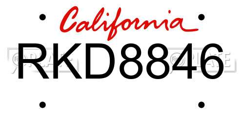 RKD8846 California License Plate