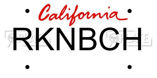 RKNBCH California License Plate