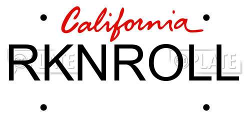 RKNROLL California License Plate