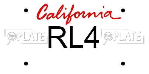RL4 California License Plate