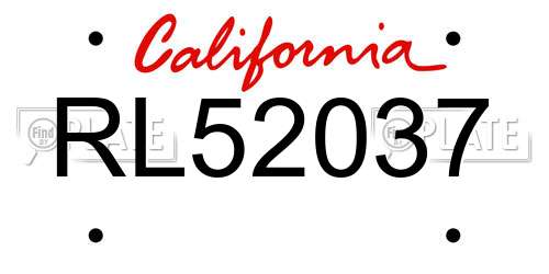 RL52037 California License Plate
