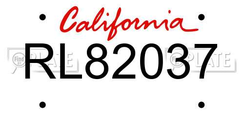 RL82037 California License Plate