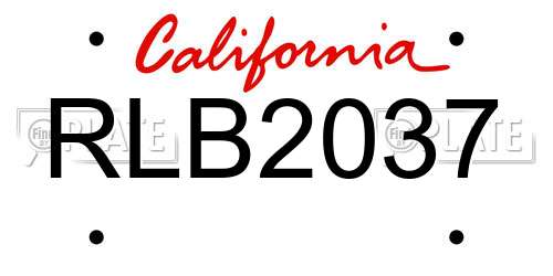 RLB2037 California License Plate